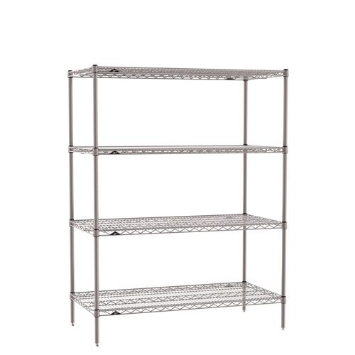4-shelf shelving unit - Super Erecta - InterMetro - antibacterial / wire