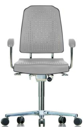 Laboratory office chair - WS 9220 LIGHT GREY - Werksitz - on casters / with armrests / height-adjustable