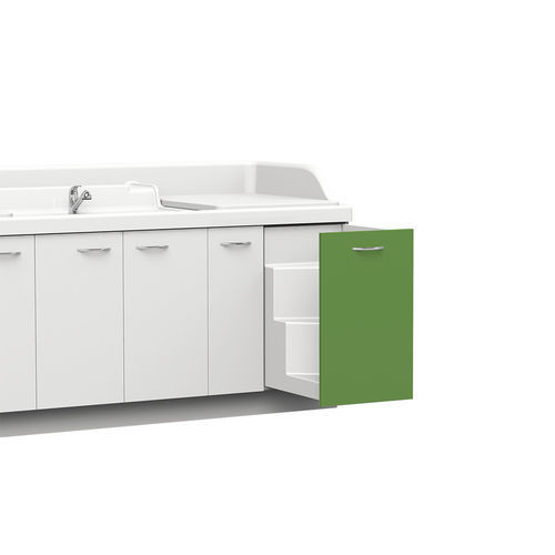 Changing station with washbasin - RETRACTABLE - Loxos - with storage boxes