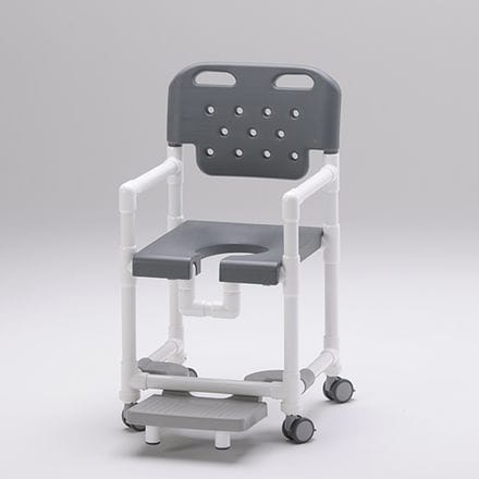 Shower chair with armrests - SC 200 BS FT - RCN Medizin - on casters / with sliding footrest / with cutout seat