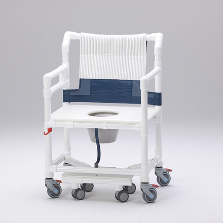 Shower chair with armrests - SCC 250 OS DS ASAOS MFTOS - RCN Medizin - on casters / with sliding footrest / with cutout seat