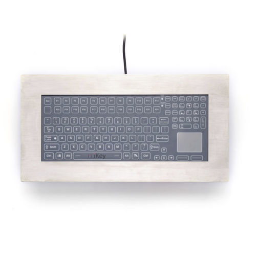 Medical keyboard with touchpad - PM-5K-MEM-TP - IKEY - stainless steel / USB / sealed