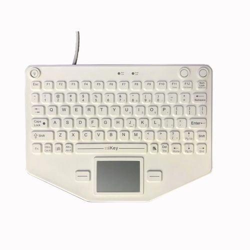 Medical keyboard with touchpad - SL-80-TP-USB-WHT - IKEY - silicone / silicone rubber / USB