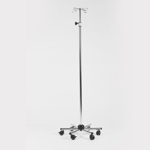 IV pole on casters - Cablas - 4-hook / non-magnetic / stainless steel