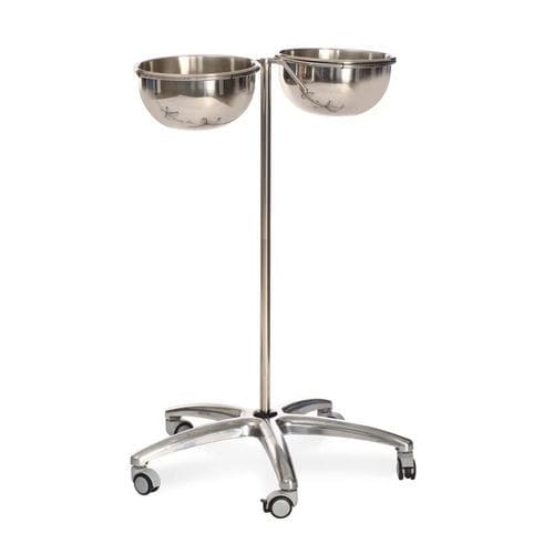 Double bin surgical basin stand - MSK 7010 - MIXTA - trolley-mounted / stainless steel