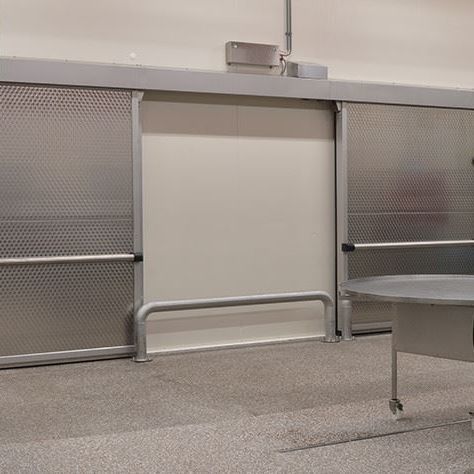 Shielded door - Polaris Freezer - Metaflex Doors Europe - for laboratory coldroom / sliding / stainless steel