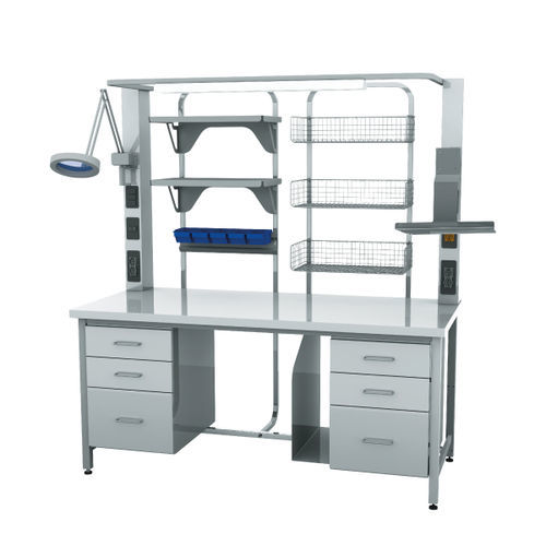Work table - Sclessin Productions - medical instrument packing / rectangular / stainless steel