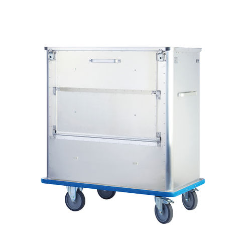 Transport linen trolley - 880/1/2 - Sclessin Productions - multifunction / with large compartment / aluminum