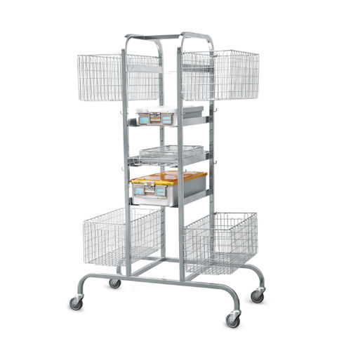 Medical trolley - Sclessin Productions - for surgical instruments / stainless steel / with shelf