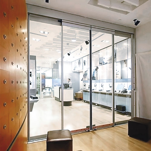 Security door - ESA400  - dormakaba - for healthcare facilities / sliding / glass