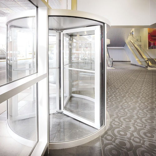 Security door - Crane 1000 - dormakaba - for healthcare facilities / drum / stainless steel