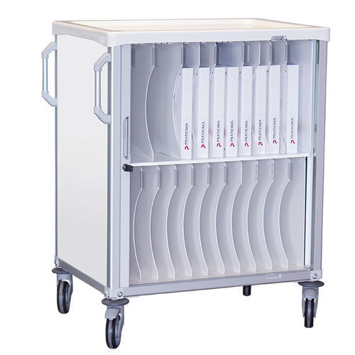 Medical record trolley - 8C010BP - PRATICIMA - plastic / anodized aluminum / with tambour door
