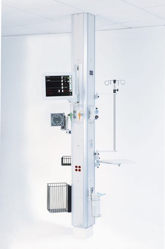 Ceiling-mounted supply column - Modular Services Company - intensive care / with shelves / with column