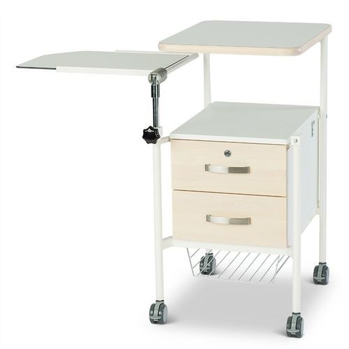 Bedside cabinet on casters - 2020 - Lojer - with integrated over-bed table / with drawers