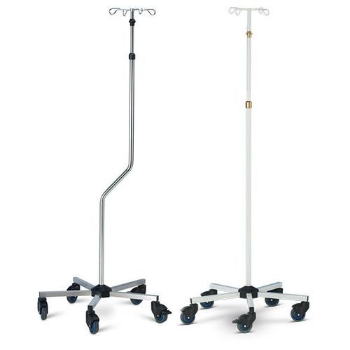 IV stand on casters - AI2110 - Lojer - 4-hook / stainless steel / aluminum