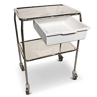 Instrument trolley - 3401 - Lojer - stainless steel / 1-drawer / 2-shelf