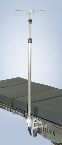 Rail-mounted IV pole - AI2020 - Lojer - 4-hook / stainless steel