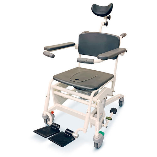 Shower chair with armrests - 4080 - Lojer - on casters / with footrest / with bucket