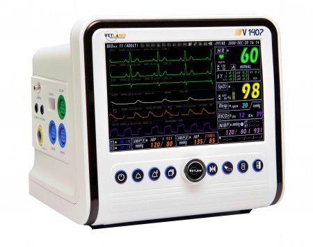 Portable multi-parameter monitor - V1407 - Vetland Medical - compact / ECG / RESP