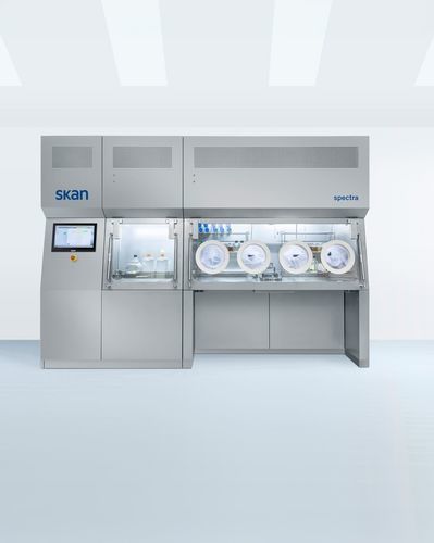 Production isolator - spectra - Skan - for pharmaceutical laboratories / for cellular therapy / for quality control