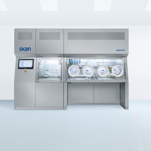 Production isolator - spectra - Skan - for pharmaceutical laboratories / for cellular therapy / for quality control