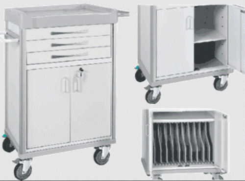 Medical trolley - LM Realisations - for medical records / transport / with drawer
