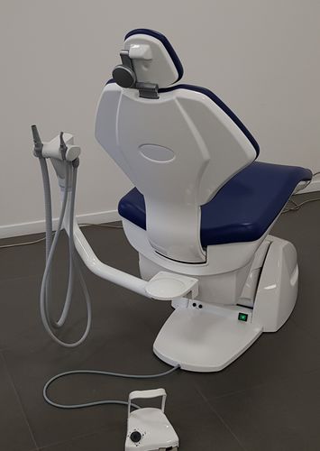 Dental unit with adjustable headrest - PRO04-ASPI  - AIMAR FDM MONACO - with hygiene system / with delivery system / blue