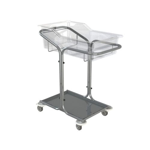 Fixed-height hospital bassinet - 10.MC.7101 - JMS Healthcare Furniture - on casters / with storage unit / stainless steel