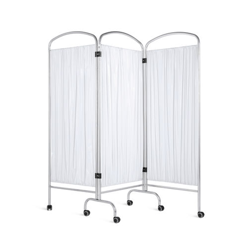 Folding hospital screen - 10.BI.1214 - JMS Healthcare Furniture - on casters / 3-panel / with curtain