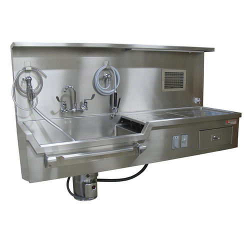 Autopsy sink - 1036-7 - Mortech Manufacturing - stainless steel / wall-mount