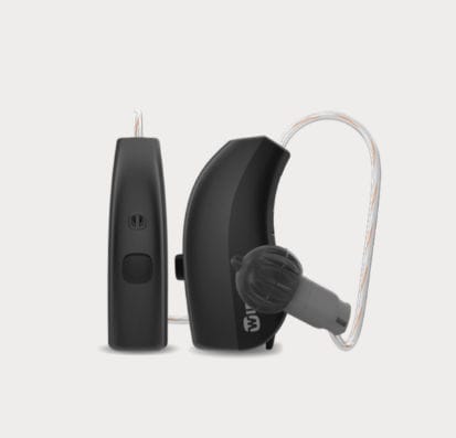 RIC hearing aid - 312 D - Widex - remote-controlled / blue / brown
