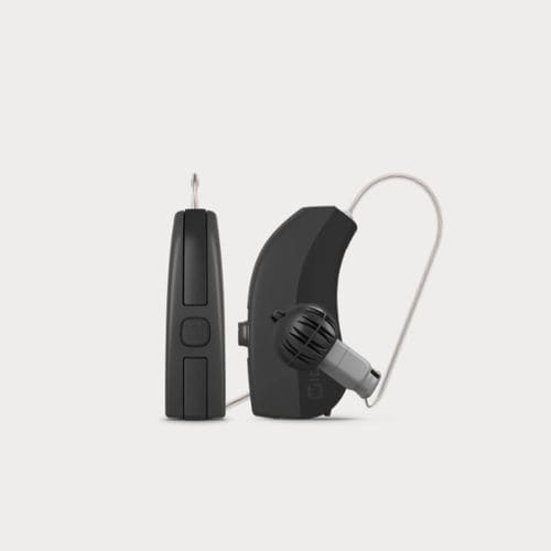 RIC hearing aid - Evoke Fusion 2 - Widex - remote-controlled / blue / brown