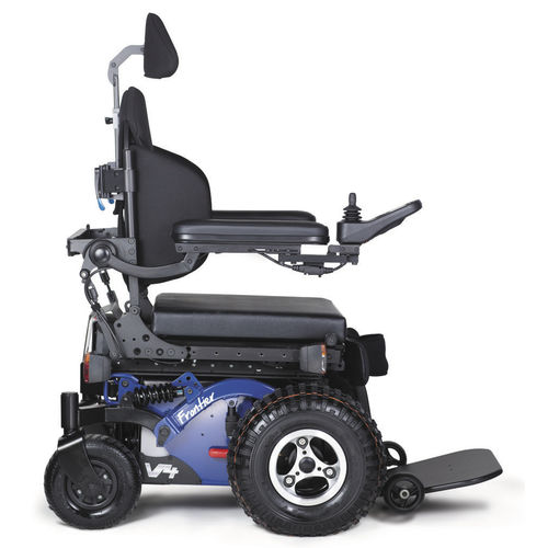 Electric wheelchair - Frontier V4 FWD - Magic Mobility - all-terrain / with legrest / blue