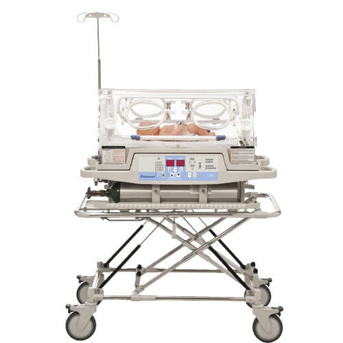 Transport infant incubator - A 3158 - Advanced Instrumentations - on casters / height-adjustable / with 4 operating windows