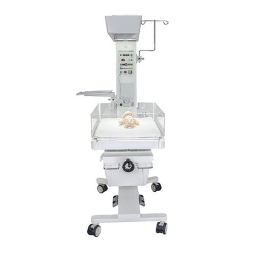 Infant radiant warmer with phototherapy lamp - OKM 730-STANDARD  - Okuman Medikal Sistemler Anonim Sirketi - on casters