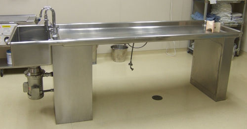 Autopsy table - DP Deluxe - Spire Integrated Solutions - rectangular / with suction system / with sink