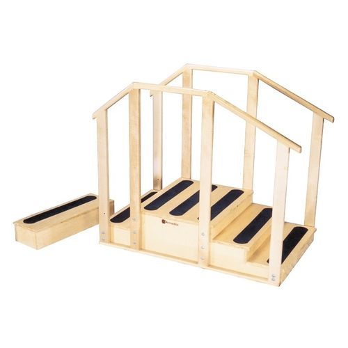 One-sided rehabilitation staircase - AM-680 - Armedica - with 2 handrails