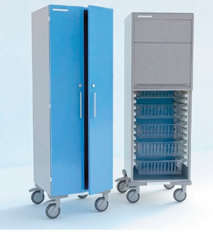 Cabinet with door - MH6419SDM - Medstor GmbH - with basket / mobile