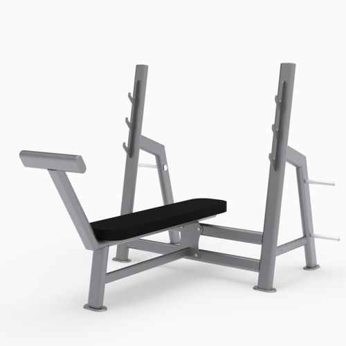 Flat weight training bench - BC04 - LAROQ - with barbell rack