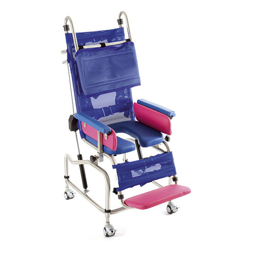 Shower chair with high backrest - 981/IN - Care & Independence - with armrests / mobile / with footrest