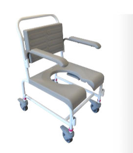 Shower chair with armrests - M2 SMALL - HMN - on casters / with cutout seat / with backrest
