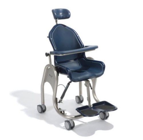 Shower chair with table - boris - Schuchmann - on casters / with footrest / with backrest