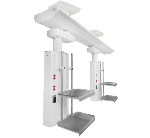 Ceiling-mounted supply beam system - Arigmed - ICU / with shelves / with column