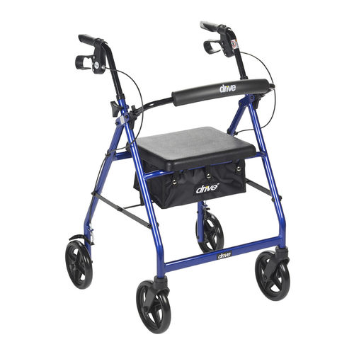 4-wheel rollator - R728BL - Drive DeVilbiss USA - aluminium frame / with seat / height-adjustable