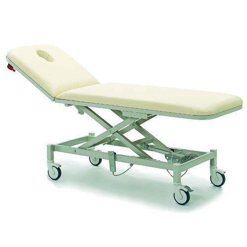 Electric Bobath table - P-BY-001 - PROMEK - on casters / with adjustable height backrest / 2-section