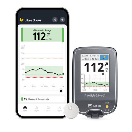 CGM continuous glucose monitoring system - FreeStyle Libre 3 - Abbott Diabetes Care - with subcutaneous sensor / smartphone-based / patch