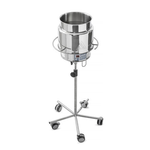 Trolley-mounted surgical basin stand - VMO-06 - Alfamedic - stainless steel / with heater