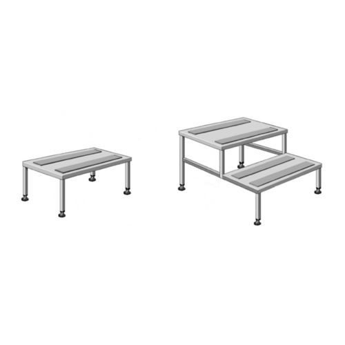 1-step step stool - PD series - SMS spółka z o.o. - 2-step / stainless steel / non-slip