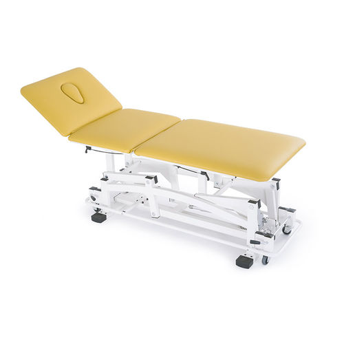 Electric massage table - AMALTHEA - Fisiotech - hydraulic / on casters / with adjustable height backrest