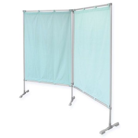 Hospital screen on casters - Mikirad - 2-panel / with curtain